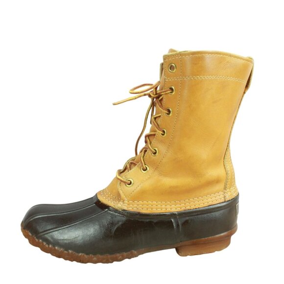 Vintage LL Bean Unlined Maine Hunting Shoe Lace Up Duck Boots Size 9 - Picture 1 of 10